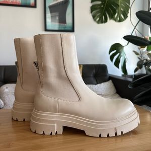 Zara genuine leather chunky boots